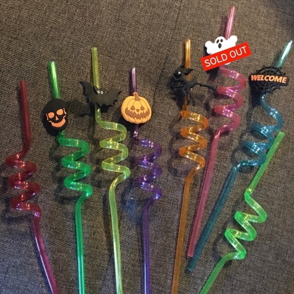 Crazy Straws! Choose from 5 Halloween Toppers + 8 Straw Colors (One Straw)